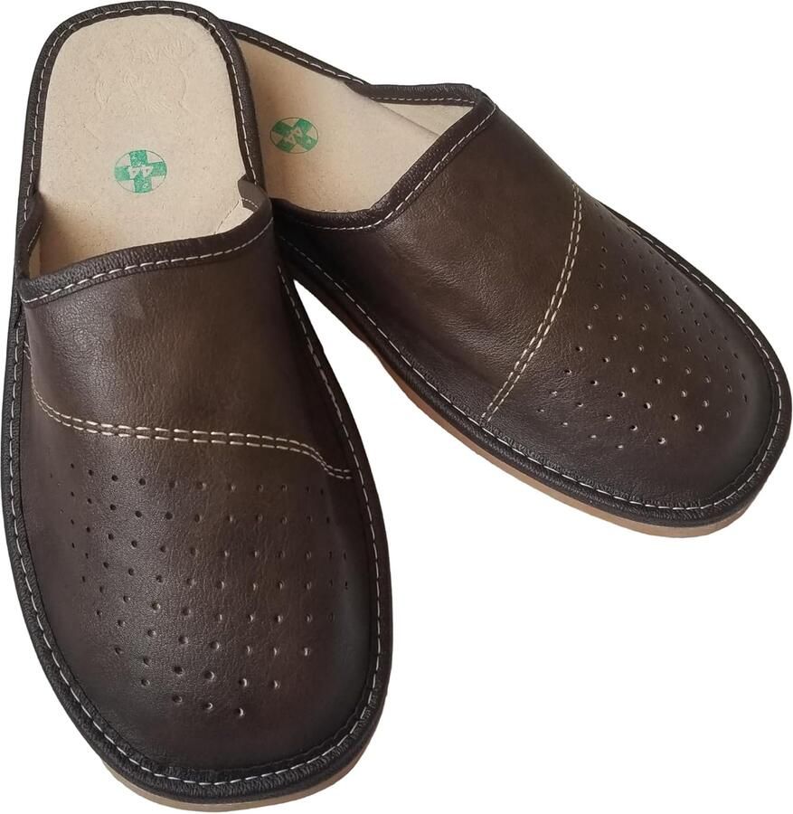 Heren Zomer Slippers Bruin Leer Ademend & Comfortabel