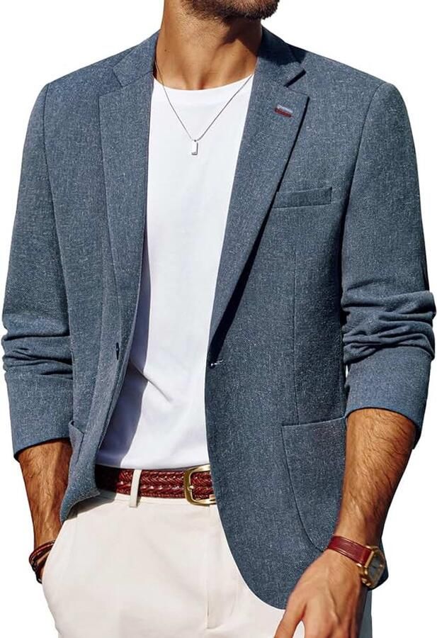 Herenblazer met één knoop zomer linnen blazer sportief licht jasje