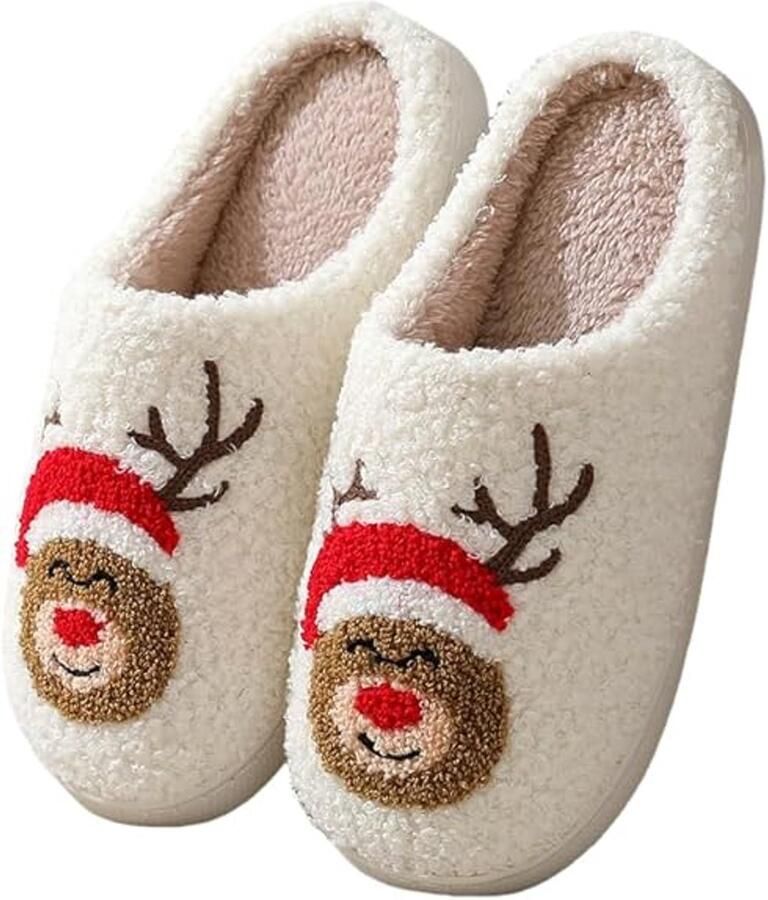 Kerst Slippers Pluche Dieren Slippers Dikke Zool Binnenshuis Buitenshuis Kerstmis Feest