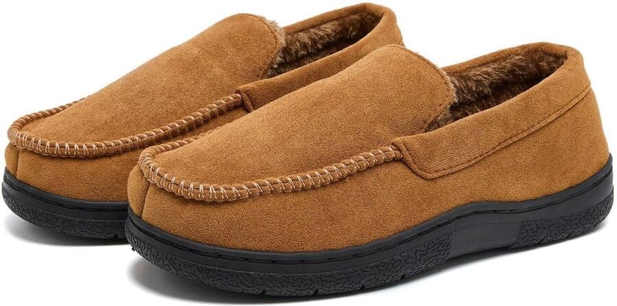 Herenmocassins (pantoffels) Rubberen zool Suède pantoffels Ademend voor binnen en buiten Bruin