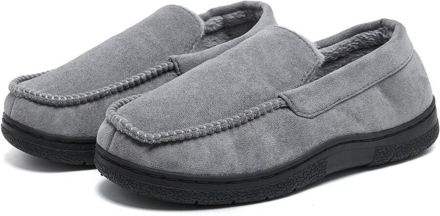 Herenmocassins (pantoffels) Rubberen zool Suède pantoffels Ademend voor binnen en buiten Grijs