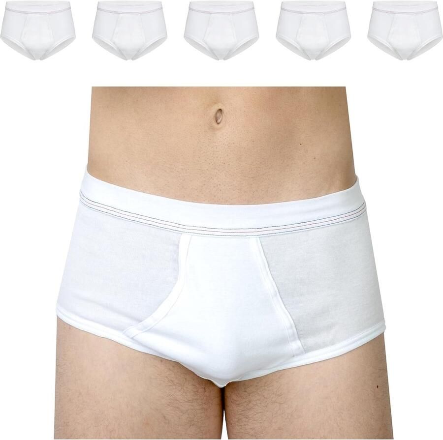 Herenonderbroeken fijn geribbeld pak van 5 stuks met gulp S 4XL 100% katoen kookvast tot 95 °C ademend en huidvriendelijk onderbroek voor mannen met zachte band