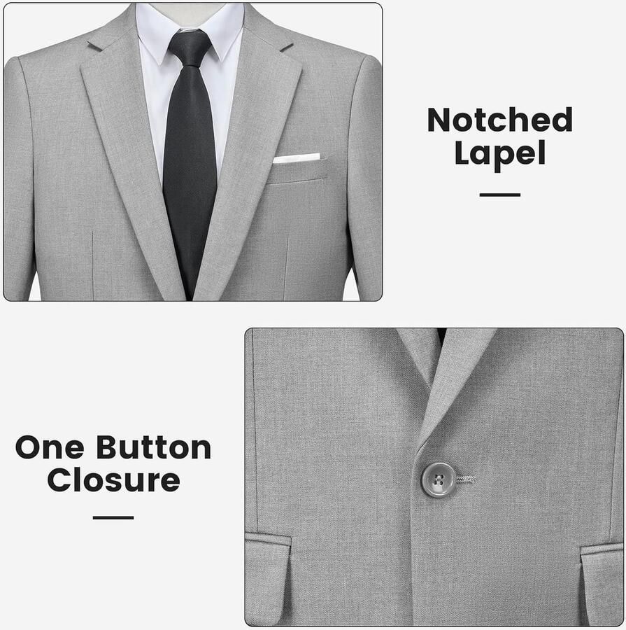 Herenpak slimfit sportief business blazer voor bruiloft vrije tijd één knoop