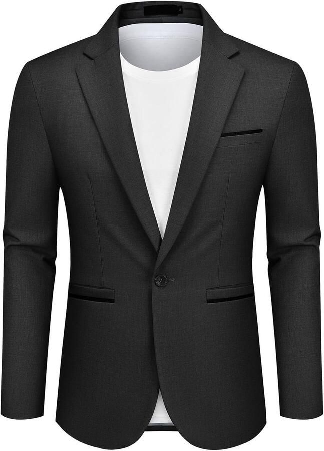 Herenpak sportief slimfit voor bruiloft blazer met één knoop voor vrije tijd