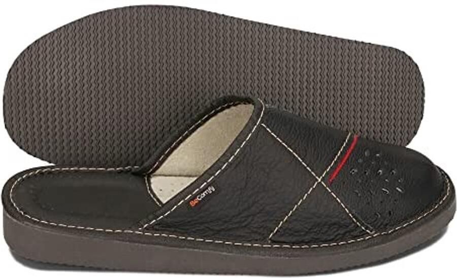Herenpantoffels Leer Comfortabele Slippers zwart-grijs-bruin 40-46