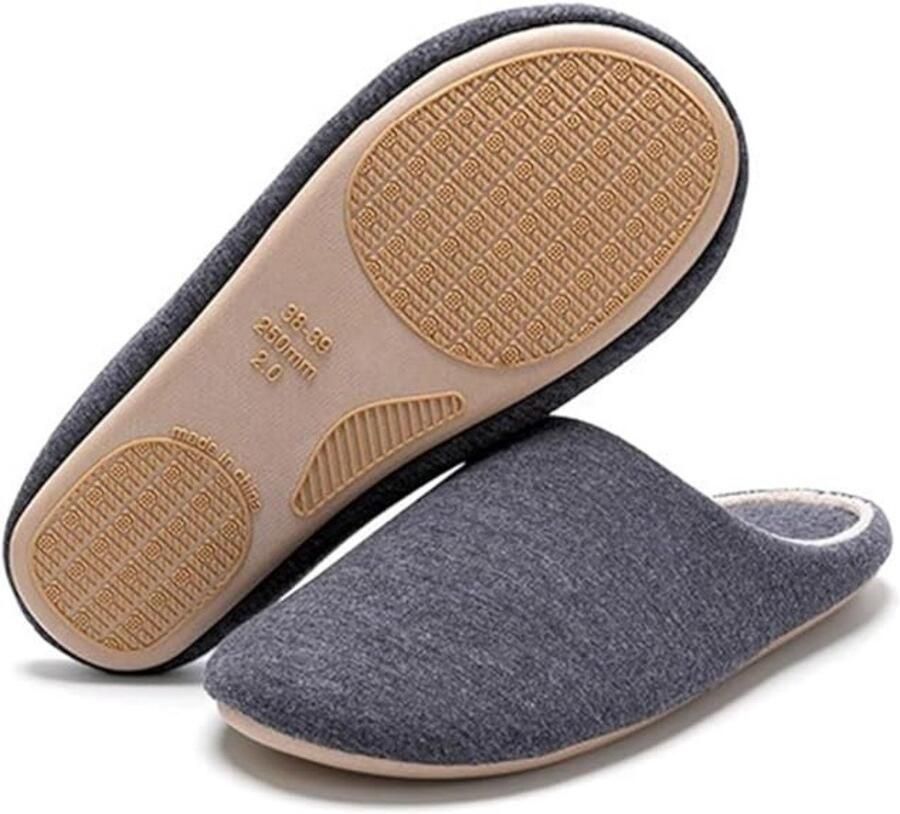 Herenpantoffels van katoen voor binnen Zachte en comfortabele katoenen pantoffels Winterpantoffels voor heren met antislip-functie Stille katoenen pantoffels (De maten vallen klein uit we raden aan een maat groter te bestellen!)