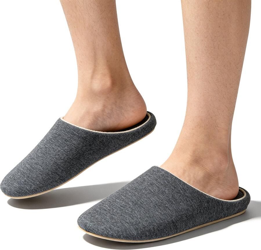 Herenpantoffels van katoen voor binnen Zachte en comfortabele katoenen pantoffels Winterpantoffels voor heren met antislip-functie Stille katoenen pantoffels (De maten vallen klein uit we raden aan een maat groter te bestellen!) - Foto 2