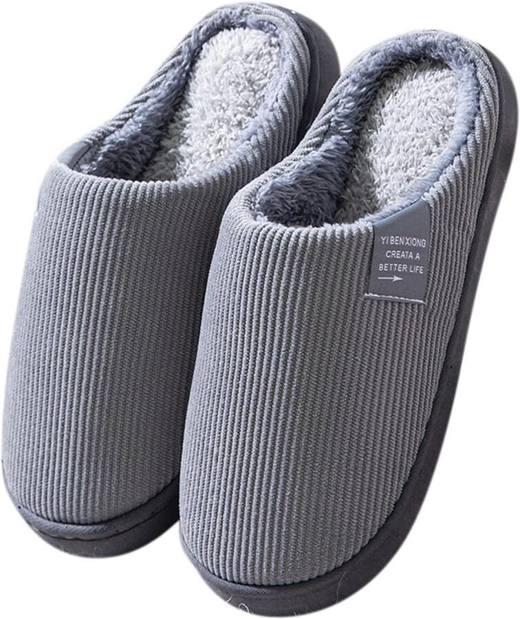 Herenpantoffels van traagschuim winterpantoffels voor thuis comfortabele pantoffels van pluche katoen pantoffels voor binnen en buiten winterpantoffels voor heren met antislipzool