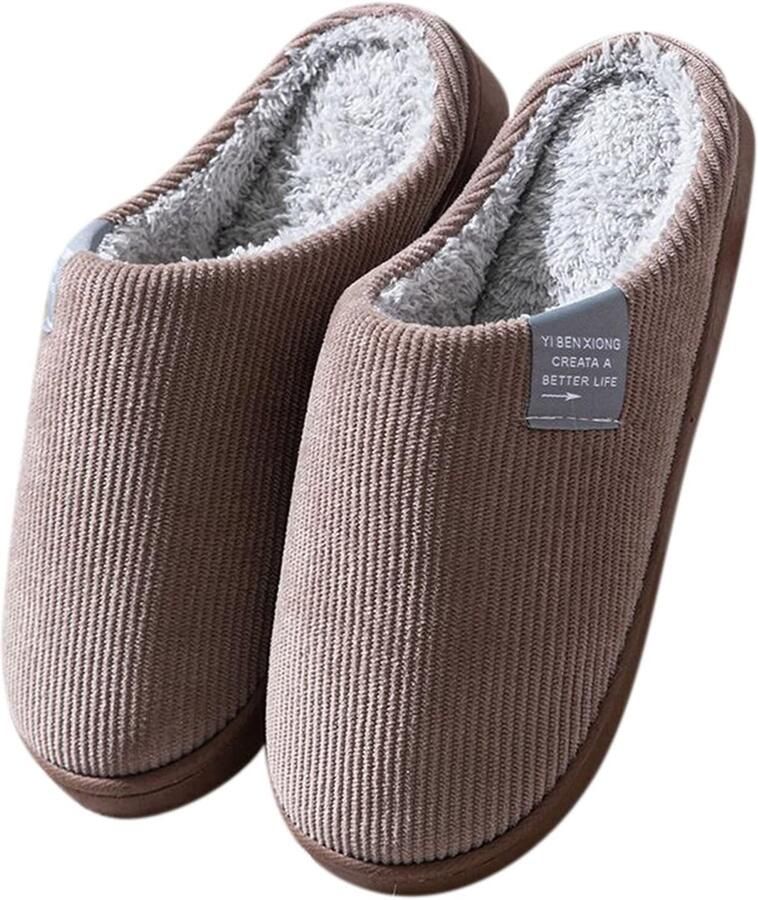 Herenpantoffels van traagschuim winterpantoffels voor thuis comfortabele pantoffels van pluche katoen pantoffels voor binnen en buiten winterpantoffels voor heren met antislipzool