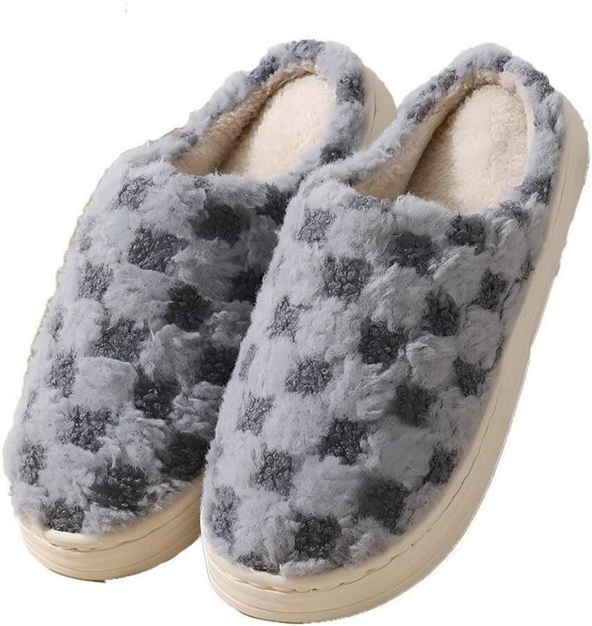 Herenpantoffels Zachte pantoffels met ruitjespatroon en traagschuim Antislipzool Comfortabel Geschikt voor binnen en buiten Grijs ?? ??41