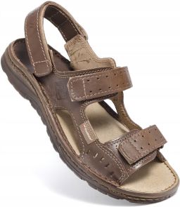 Herensandalen Leer Bruin Comfortabele Pasvorm met Klittenband