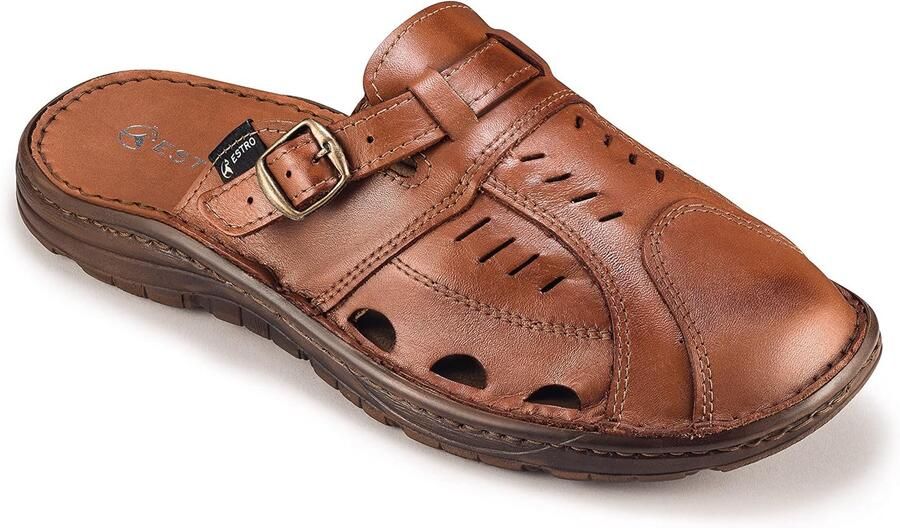 Herensandalen Leer Comfortabele Instappers met Antislipzool