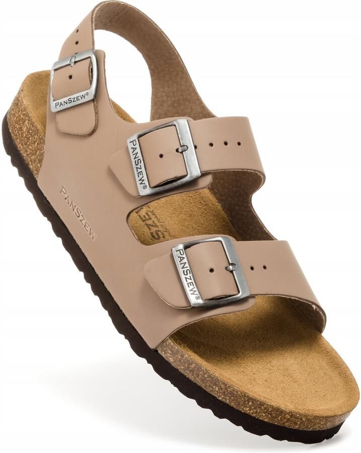 Herensandalen Leer op Kurk Natuurlijk Leer Slippers Comfortabel
