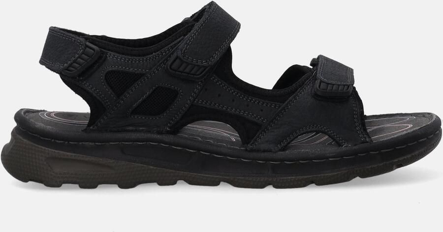 Herensandalen Zwart Leer Klittenband