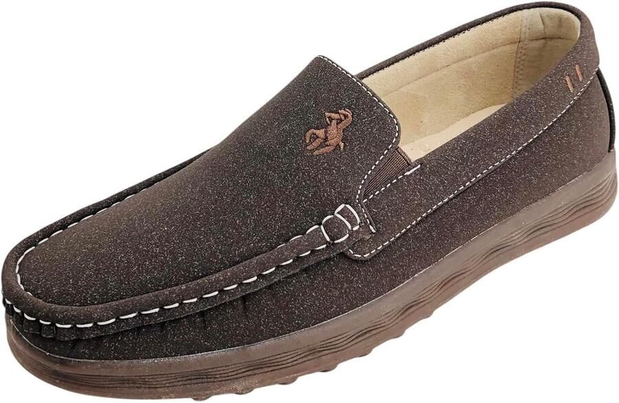Herenschoenen Instappers Heren Casual Gebruik Comfortabele Pasvorm Bruin