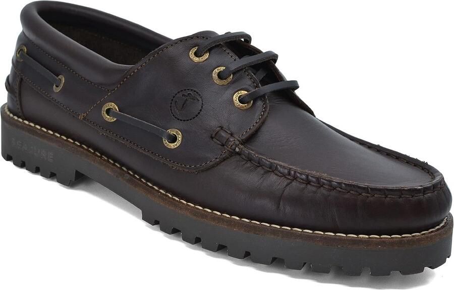 Herenschoenen Leer Nautische Schoenen Dagelijks Gebruik Handgemaakt in Portugal Donkerbruin