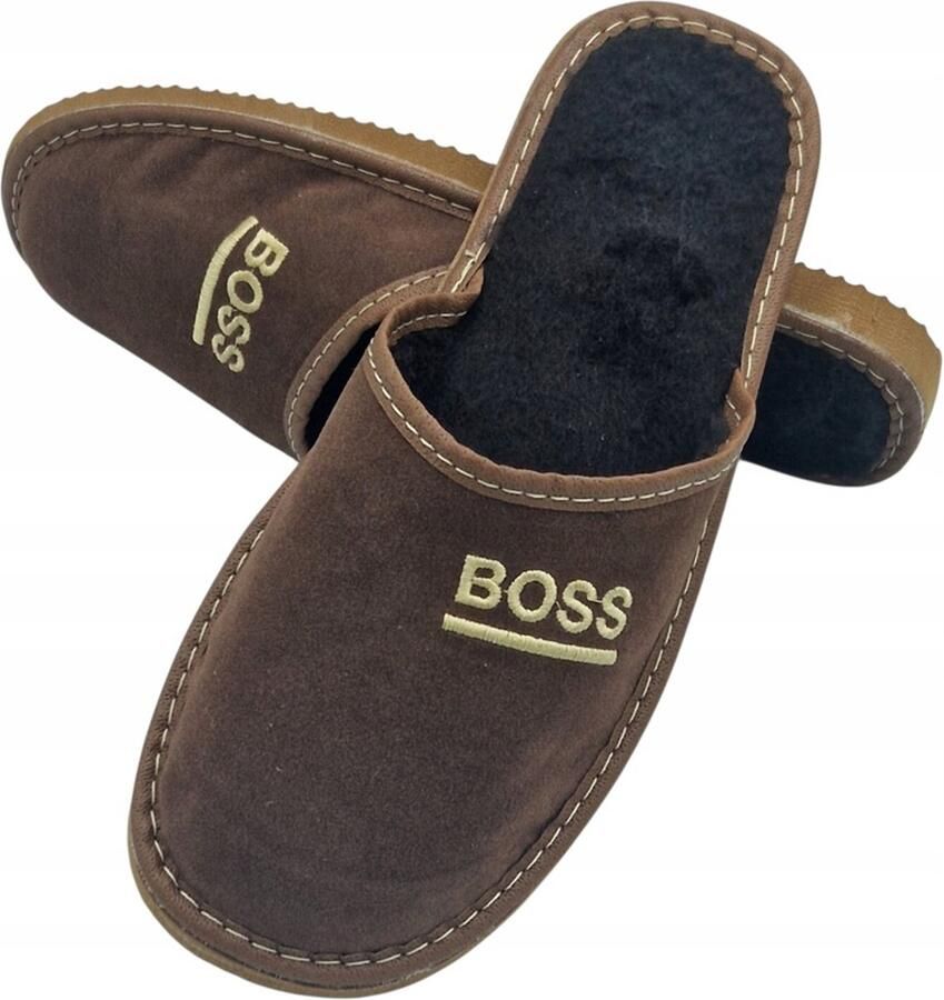 Herenschoenen Pantoffels Leer Gevoerd Bruin