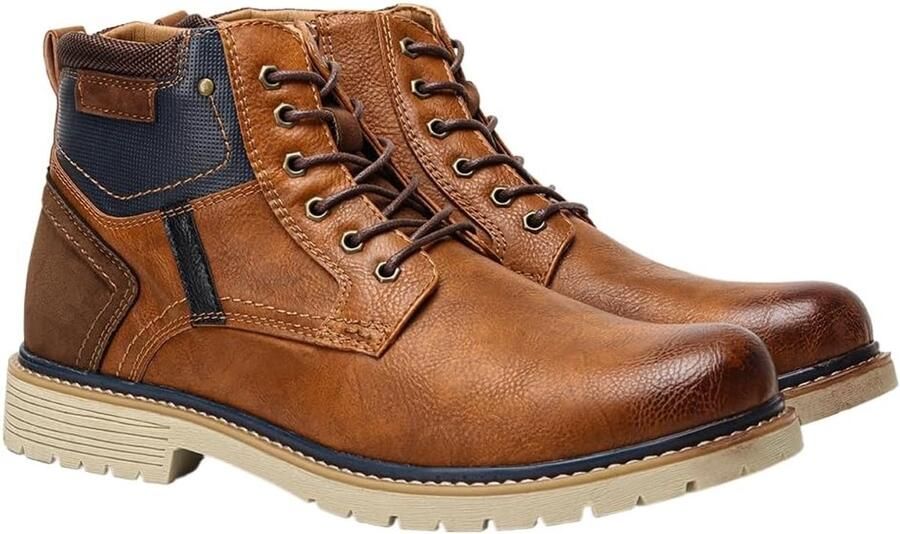 Herenschoenen Veterlaarzen Stoere Boots Winterse Wandelingen Warme Voering Zwart