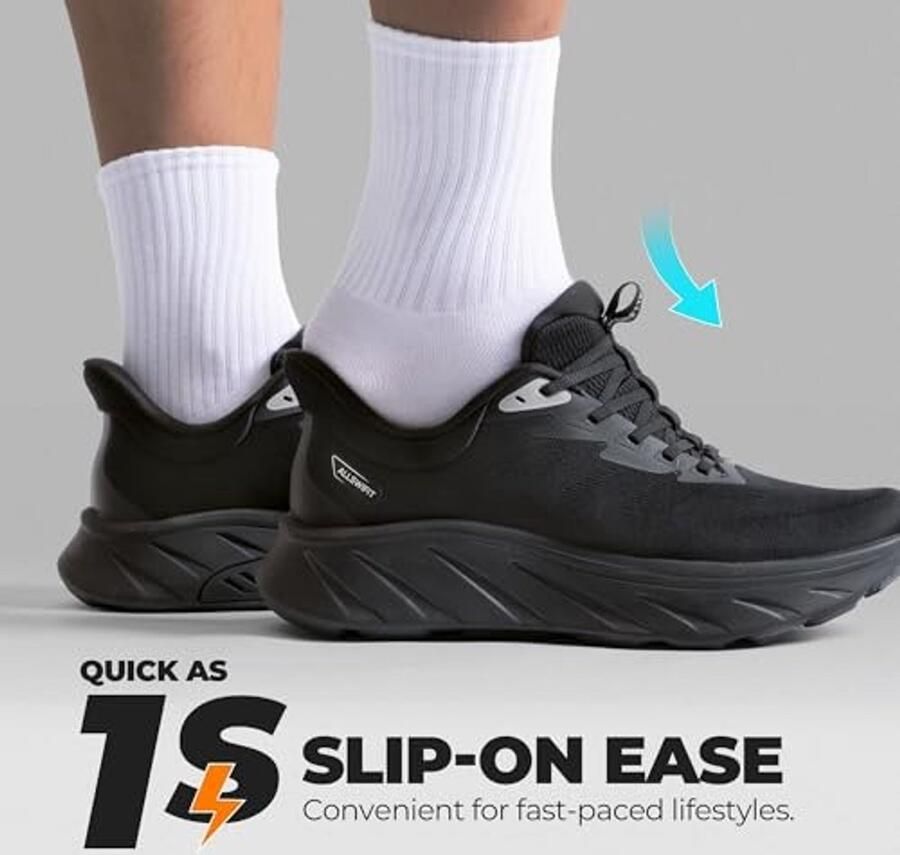 Herenschoenen voor wandelen Slip-on en ademend Zwart