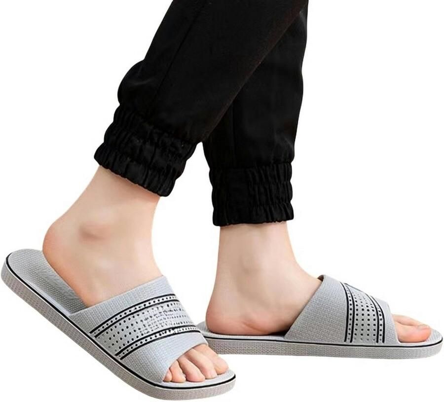 Herenslippers Extra Groot Comfortabele Pantoffels Dagelijks Gebruik Extra Dikke Zool Grijs