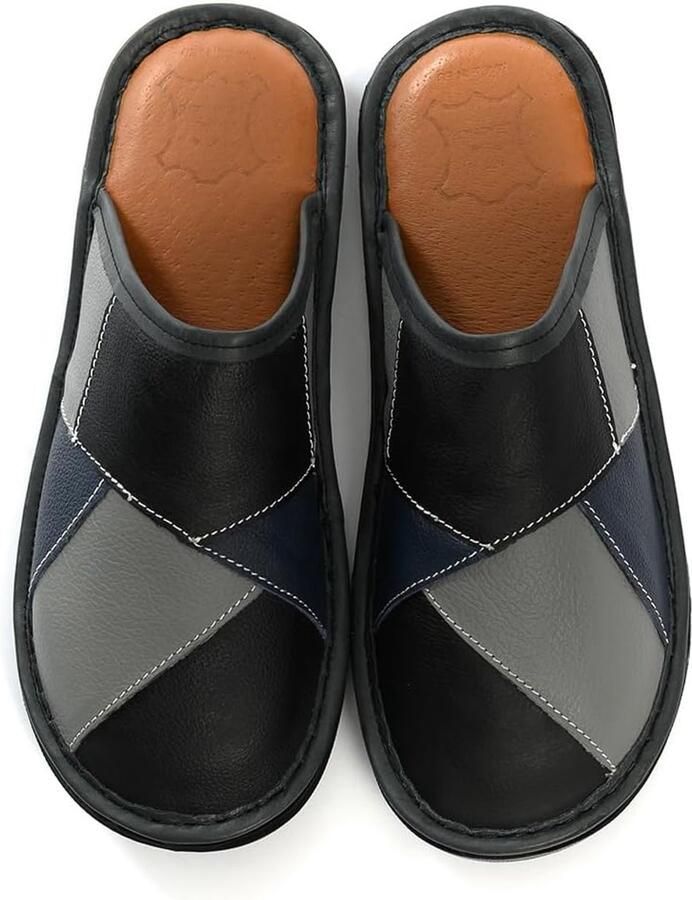 Herenslippers Leer Comfortabele Pantoffels Ontspannen Thuis Flexibele Antislipzool