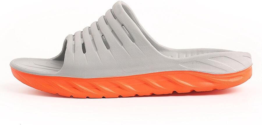 Heren‑slippers Sportieve slippers met dikke zool Slippers voor binnen buiten en badkamer Ultrazachte casual slippers met open ne ?? Oranjegrijs