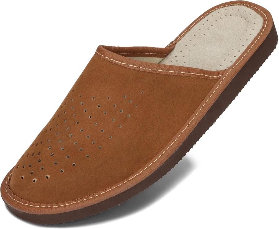 Herenslippers van Echt Suède Leer met Flexibele EVA Zool Comfortabele Muiltjes