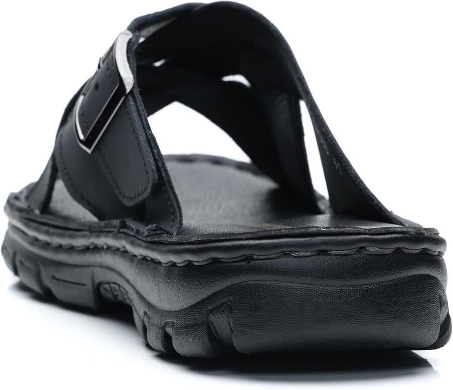 Herenslippers van natuurlijk leer comfortabele ondersteuning platte sandalen voor binnen en buiten