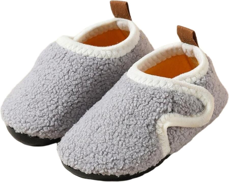Herfst Winter Kinder Katoenen Pantoffels Antislip Katoenen Pantoffels met Zachte Zolen Peuter en Baby Wandelende Katoenen Pantoffels Warme Antislip Katoenen Pantoffels voor Binnen Klittenband Ontwerp