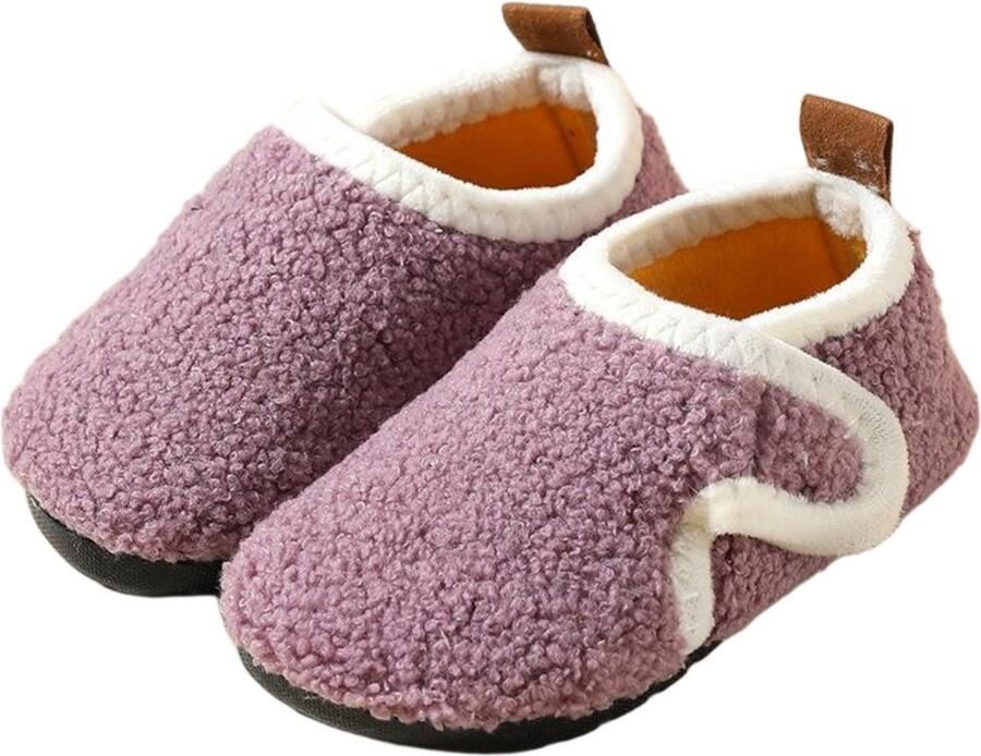 Herfst Winter Kinder Katoenen Pantoffels Antislip Katoenen Pantoffels met Zachte Zolen Peuter en Baby Wandelende Katoenen Pantoffels Warme Antislip Katoenen Pantoffels voor Binnen Klittenband Ontwerp