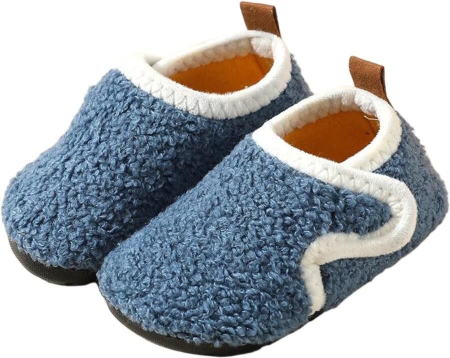 Herfst Winter Kinder Katoenen Pantoffels Antislip Katoenen Pantoffels met Zachte Zolen Peuter en Baby Wandelende Katoenen Pantoffels Warme Antislip Katoenen Pantoffels voor Binnen Klittenband Ontwerp
