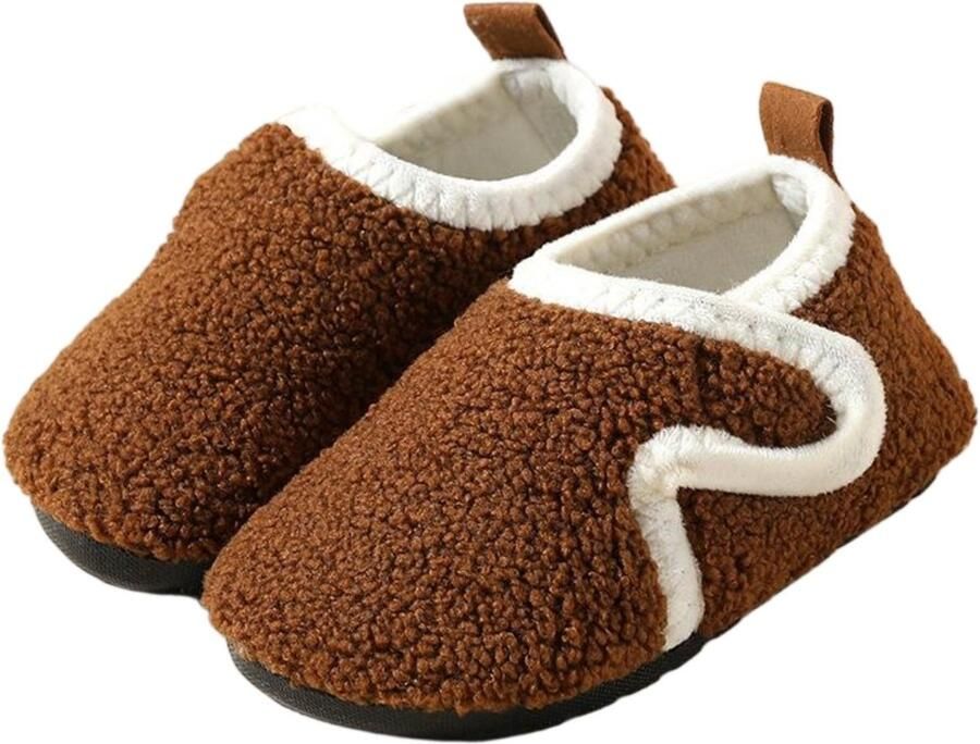 Herfst Winter Kinder Katoenen Pantoffels Antislip Katoenen Pantoffels met Zachte Zolen Peuter en Baby Wandelende Katoenen Pantoffels Warme Antislip Katoenen Pantoffels voor Binnen Klittenband Ontwerp