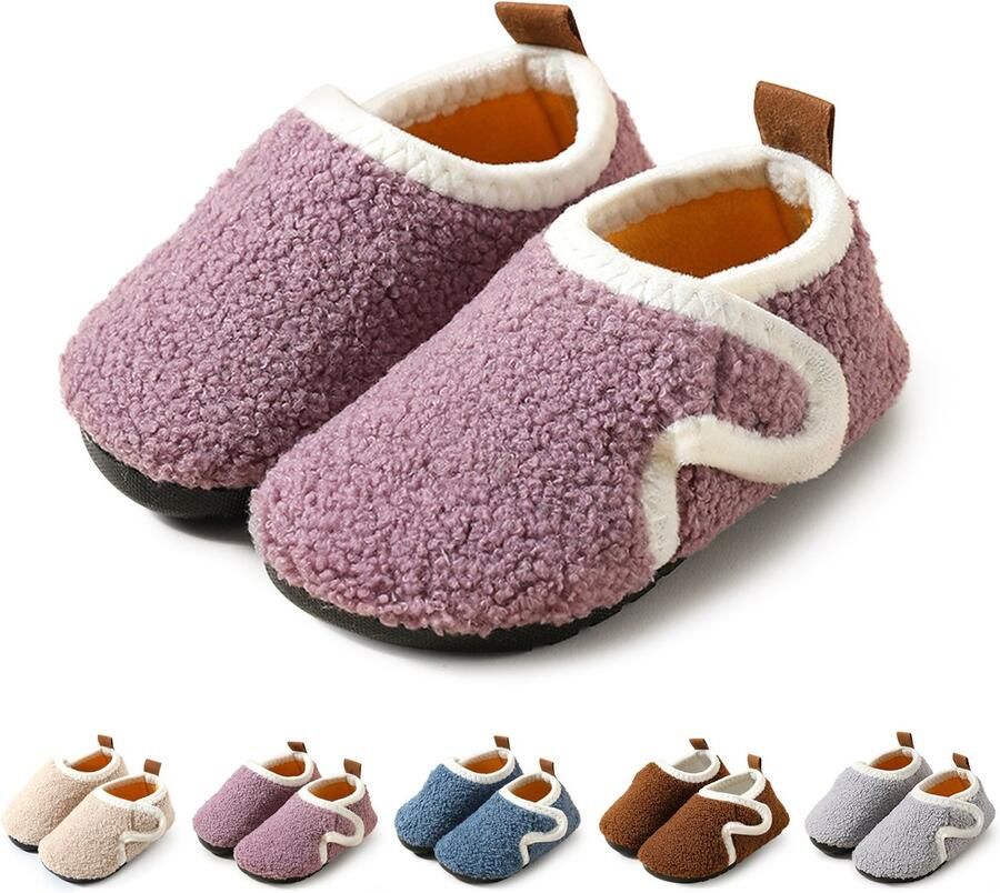 Herfst Winter Kinder Katoenen Pantoffels Antislip Katoenen Pantoffels met Zachte Zolen Peuter en Baby Wandelende Katoenen Pantoffels Warme Antislip Katoenen Pantoffels voor Binnen Klittenband Ontwerp