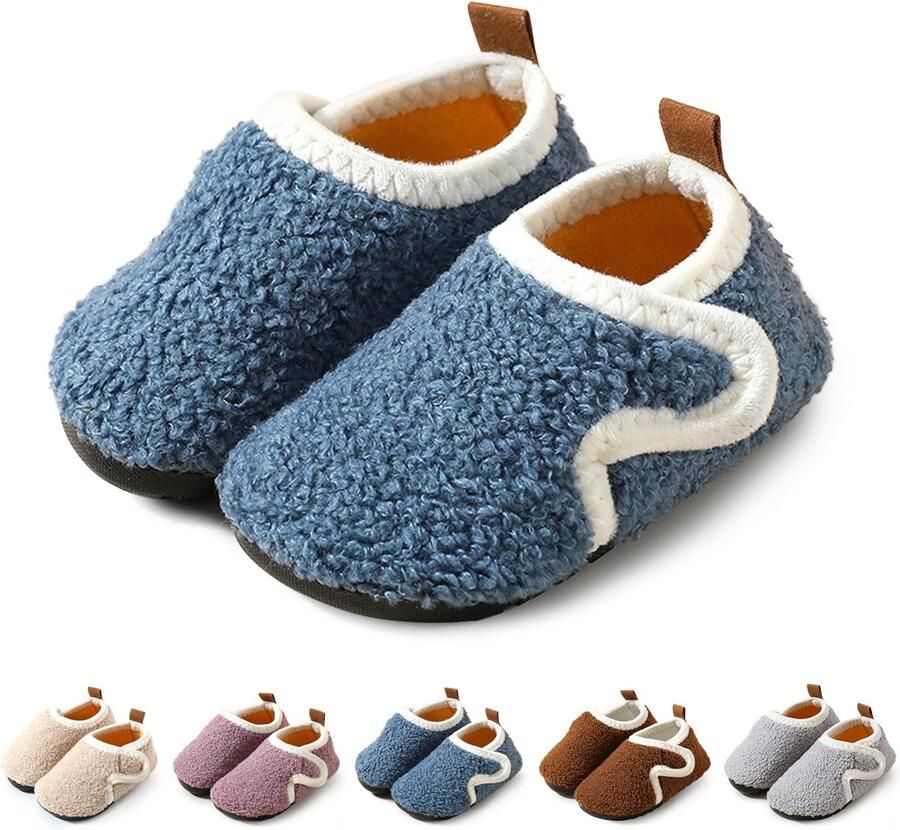 Herfst Winter Kinder Katoenen Pantoffels Antislip Katoenen Pantoffels met Zachte Zolen Peuter en Baby Wandelende Katoenen Pantoffels Warme Antislip Katoenen Pantoffels voor Binnen Klittenband Ontwerp