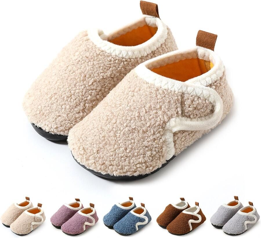 Herfst Winter Kinder Katoenen Pantoffels Antislip Katoenen Pantoffels met Zachte Zolen Peuter en Baby Wandelende Katoenen Pantoffels Warme Antislip Katoenen Pantoffels voor Binnen Klittenband Ontwerp