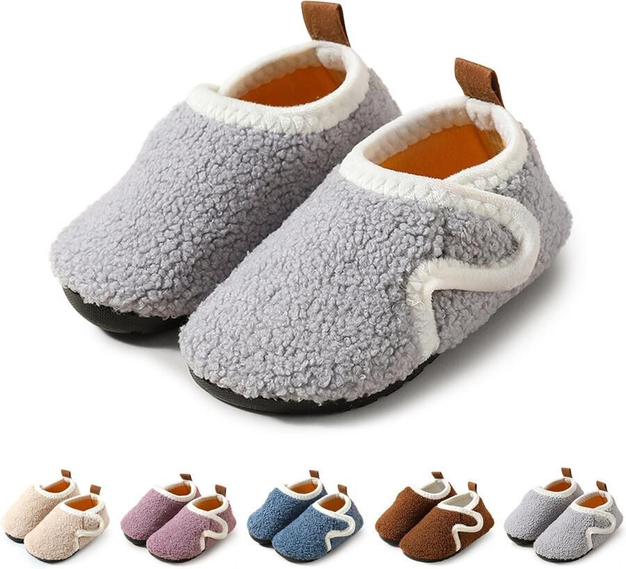 Herfst Winter Kinder Katoenen Pantoffels Antislip Katoenen Pantoffels met Zachte Zolen Peuter en Baby Wandelende Katoenen Pantoffels Warme Antislip Katoenen Pantoffels voor Binnen Klittenband Ontwerp