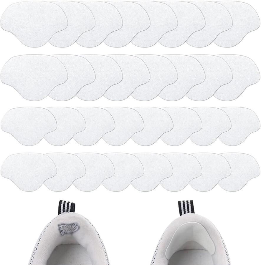 Herstelset voor Hakken 16 Paar Heelpads Lijmpatches voor Gaten in Leren Schoenen Bescherming voor Sneakers en Hakken 2 Maten Wit