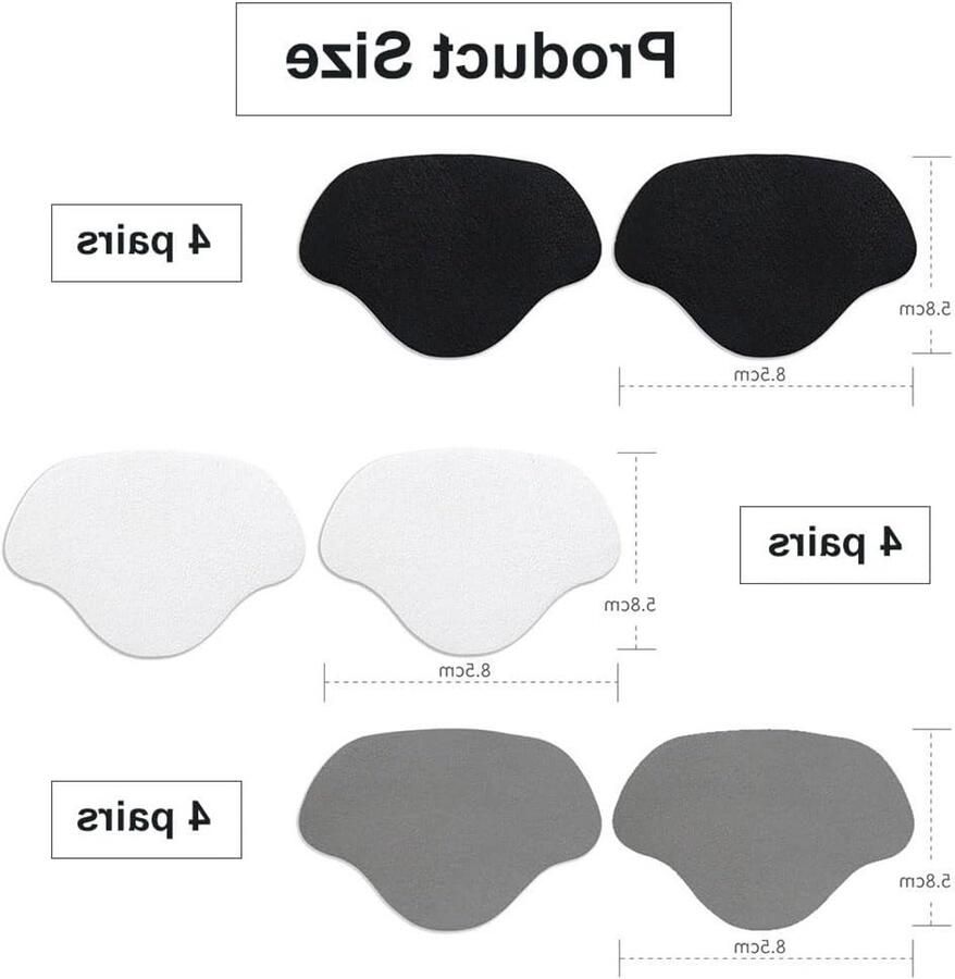 Hielkussens en zelfklevende schoenpatches voor het repareren van gaten in schoenen 12 stuks voor sneakers en hoge hakken zwart wit grijs