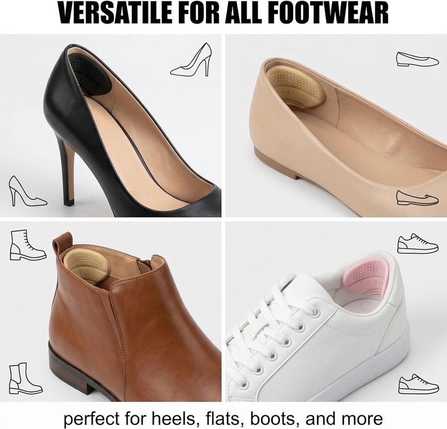 Hielkussens voor grote schoenen Zelfklevende hielbeschermers in 2 diktes blarenpreventie en wrijving vermindering op maat te snijden 3 kleuren beschikbaar
