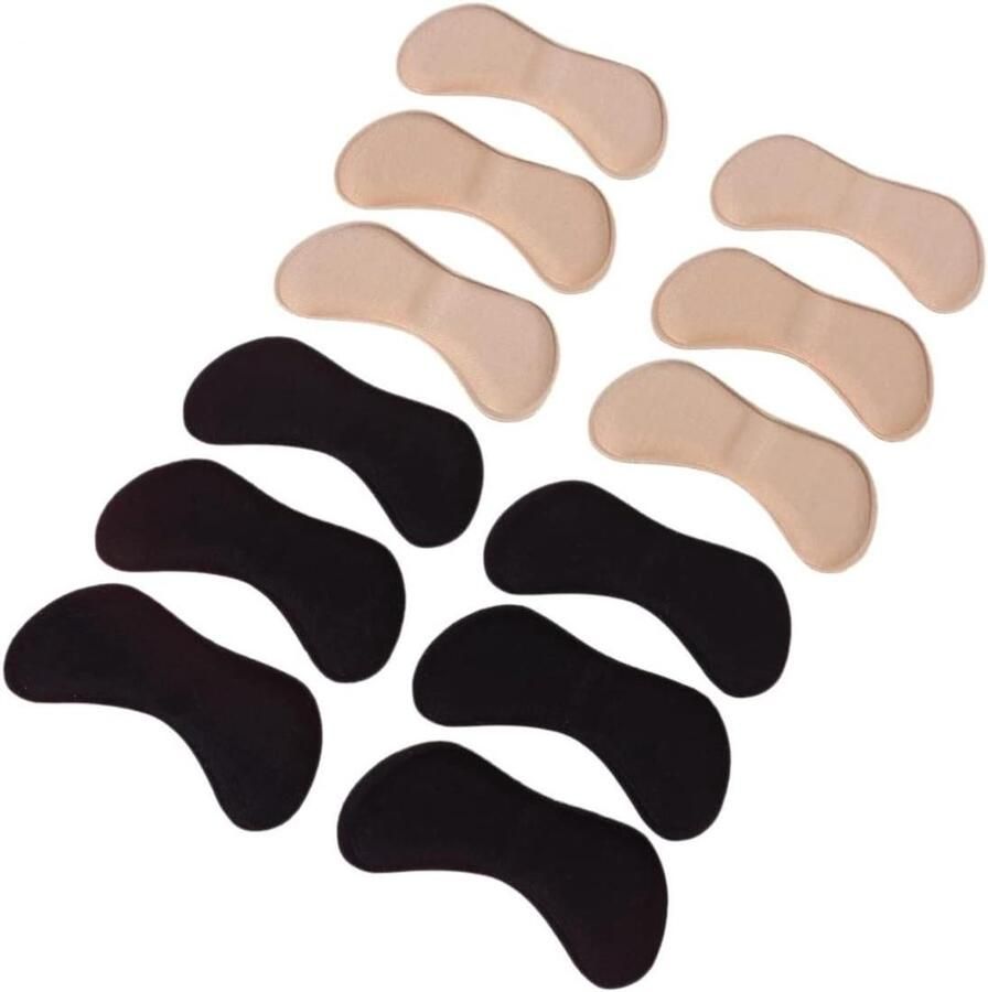 Hielkussentjes Schoenstickers Comfortabel Lopen Zelfklevend 6 Paren Zwart en Beige