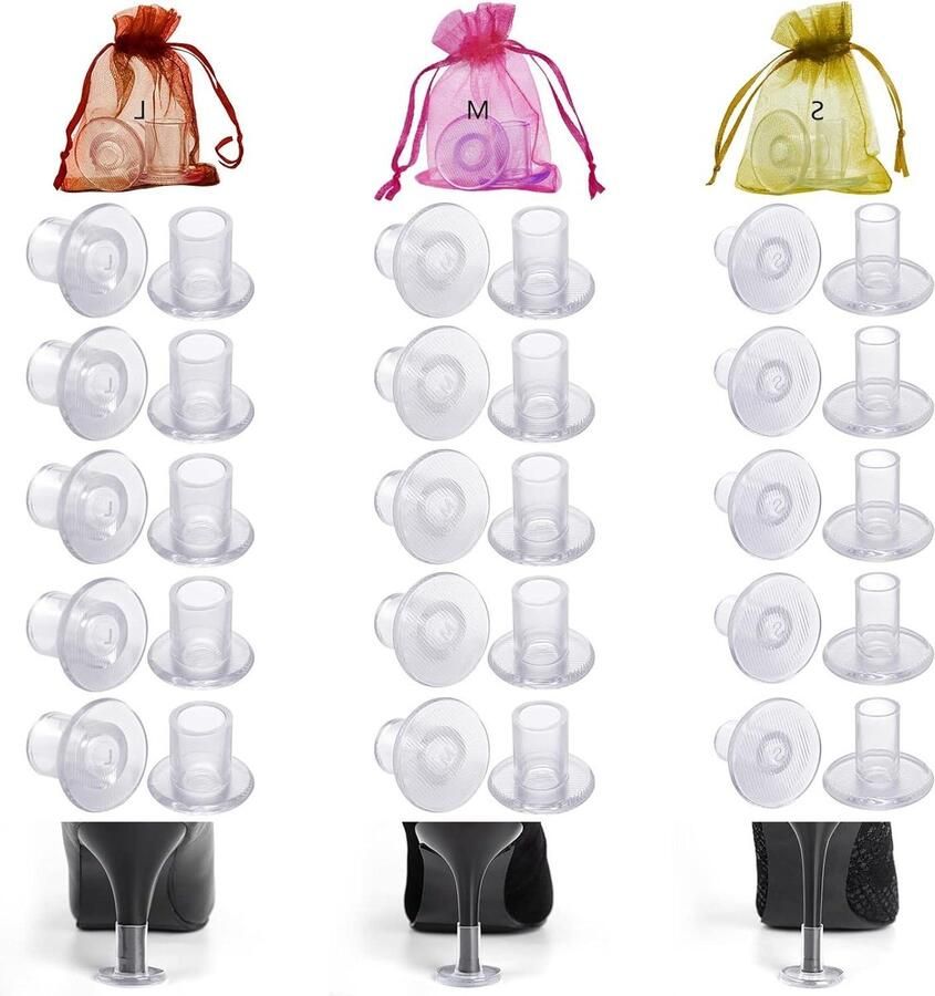 Hielstoppers voor hakken Hakbeschermers gras Stabiel lopen buiten Antislip onderkant 15 paar Transparant