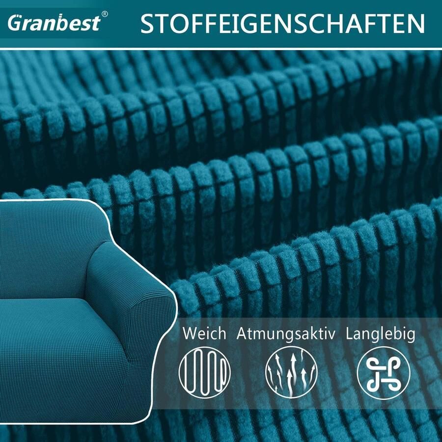 High Stretch bankovertrek moderne bankovertrek jacquard elastische bankovertrek voor woonkamer beschermer tegen honden en huisdieren (2-zits blauwgroen)