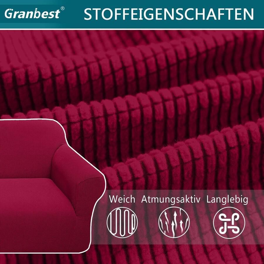 High Stretch bankovertrek moderne bankovertrek jacquard elastische bankovertrek voor woonkamer beschermer tegen honden en huisdieren (2-zits wijnrood)