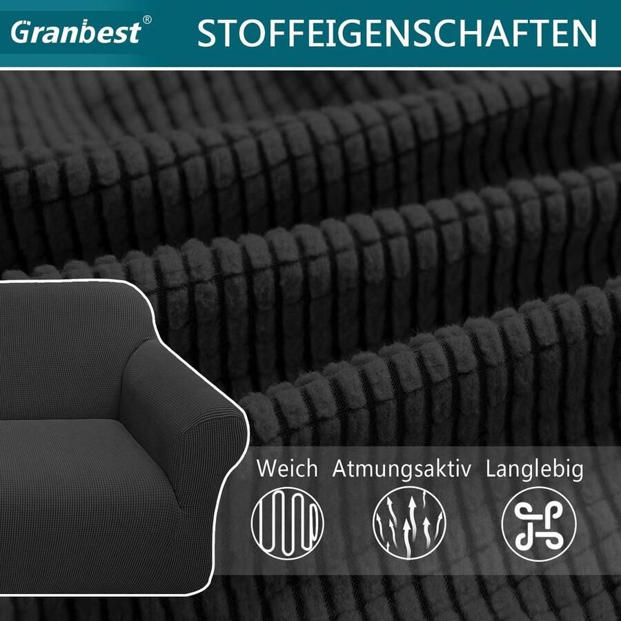 High Stretch bankovertrek moderne bankovertrek jacquard elastische bankovertrek voor woonkamer beschermer tegen honden en huisdieren (1-zits zwart)