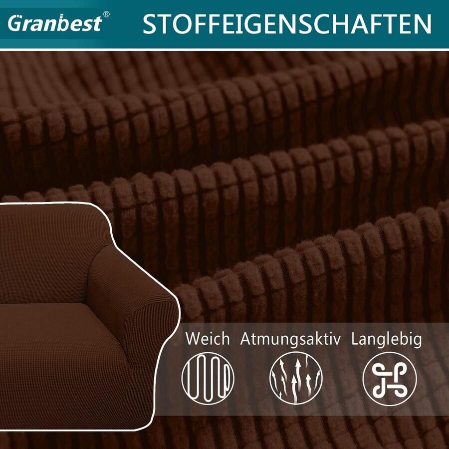 High Stretch bankovertrek moderne bankovertrek jacquard elastische bankovertrek voor woonkamer beschermer tegen honden en huisdieren (4-zits chocolade)