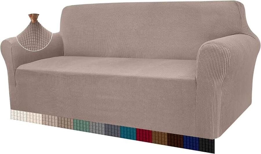 High Stretch bankovertrek moderne bankovertrek jacquard elastische bankovertrek voor woonkamer beschermer tegen honden en huisdieren (4-zits zand)
