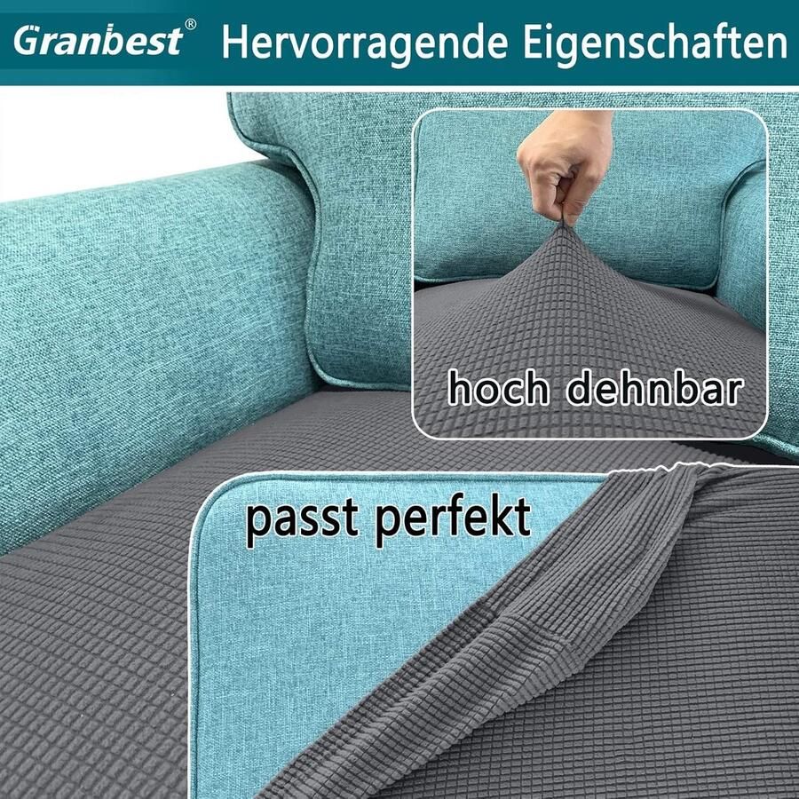 High Stretch bankovertrek superzachte bankovertrek beschermend jacquard spandex-stof met elastische onderkant 3-zits grijs