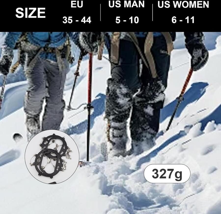 Hiking Schoenen Crampons met 8 Tanden Sterke Grip Antislip Spikes voor IJs Sneeuw en Glad Vloeren met Opbergtas