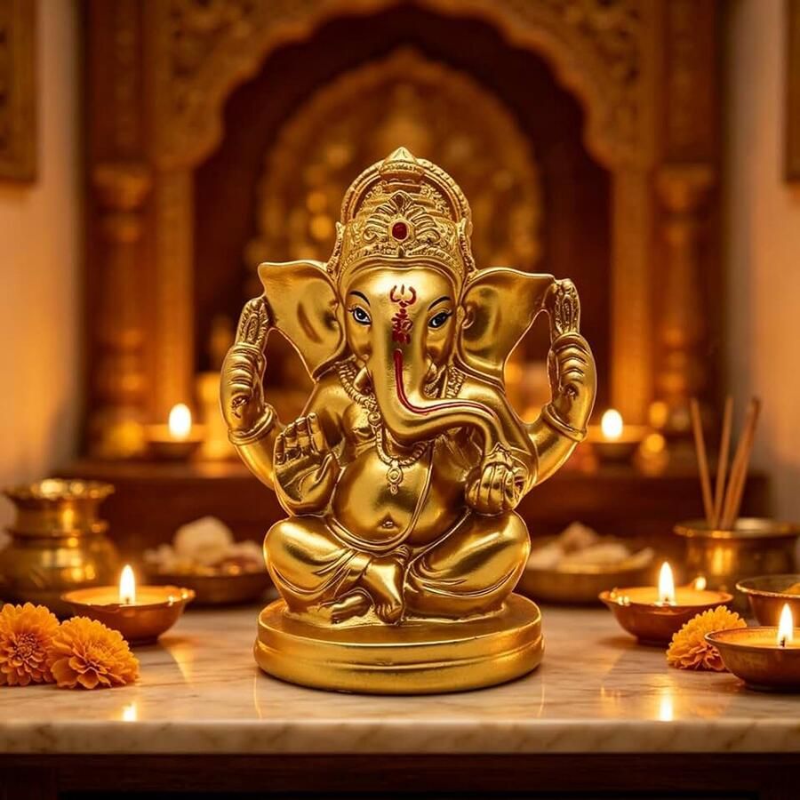 Hindoe God Lord Ganesha Idol Indiaas Ganesh standbeeld sculptuur India Murti Pooja Item Home Office Mandir Tempel Puja Decor Yoga Zen Meditatie Altaar Heiligdom Kit Religieuze Geschenken
