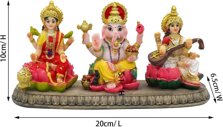 Hindoe Laxmi Ganesh Saraswati Standbeeld 3 9 H Indiase God Lakshmi Ganesha Saraswati Idool Beeldje Hindoe Diwali Geschenken Diwali Decoratie Thuiskantoor Mandir Tempel Pooja Item